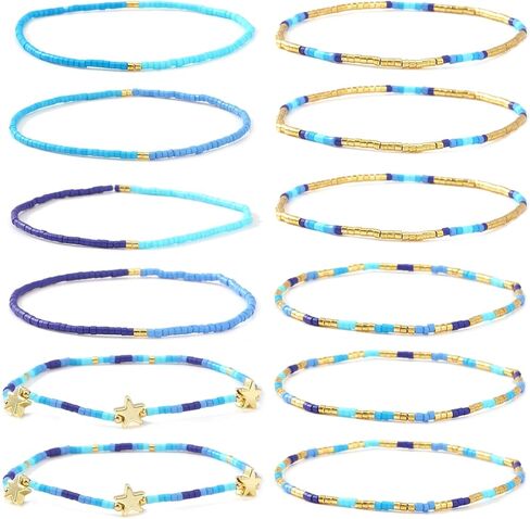 Dainty Gold Beaded Star Bracelets Stack for Women,Handmade Boho Colorful Beads Bracelet Fashion Prom Holiday Jewelry Gift Friendship Family in Saudi Arabia
