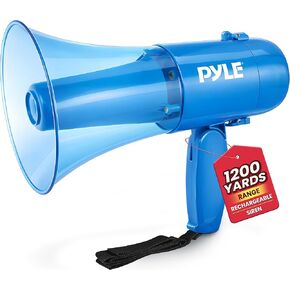 مكبر صوت محمول من PYLE PA Bullhorn - صفارة إنذار مدمجة، تحكم في مستوى الصوت قابل للتعديل 50 وات في نطاق 1200 ياردة، مثالي لأي رياضة في الهواء الطلق، أو مشجعي التشجيع والمدربين، أو لتدريبات السلامة in Kuwait