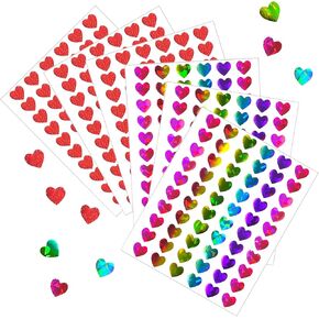 2400 قطعة من ملصقات القلب اللامعة الصغيرة مقاس 0.5 بوصة، ملصق قلوب ثلاثية الأبعاد صغيرة للأطفال مخطط مكافآت الفصل الدراسي، ملصقات حب حمراء قزحية صغيرة لتقويم مغلف عيد الحب in Kuwait