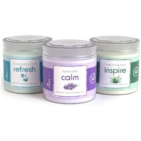 مجموعة متنوعة من مرطبان جل مزيل الرائحة من ويبيكس، 3 عبوات - مزيل الرائحة للمنزل، ممتص للرائحة مع عشب الليمون الملهم، والأوكالبتوس المنعش والنعناع، ​​ورائحة اللافندر الهادئة، 3 عبوات in Kuwait