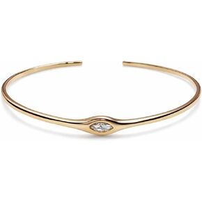 SWEET PEEPS 18K Gold Dipped CZ Bangle Bracelet for Women, Marquise Shaped Cubic Zirconia Open Bangle, Minimalist Gold Jewelry in Saudi Arabia