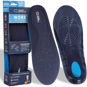 Copper Compression Work All Day Comfort Insoles. Trim to Fit Shoe Inserts for Men and Women. Plantar Fasciitis, Arch Support, Heel Cushioning, Metatarsal Pad. Copper Infused Odor Control Top Layer. in Kuwait