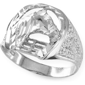 الصلبة 925 الفضة الاسترليني عالية البولندية الكتلة الكتلة لاكي حدوة الحصان الدائري in Kuwait