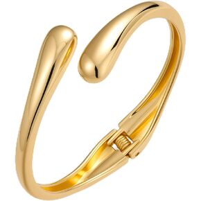Yowivon Gold Bangles Bracelet for Women, Irregular Chunky Gold Bracelet Teardrop Wave Twisted Hinged Open Bangle Bracelets, Non Tarnish 18K Gold Plated Thick Cuff Bracelets Trendy Jewelry Gifts in Kuwait