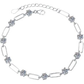 Moissanite Silver Tennis Bracelet for Women, 3.0CT 10-Stone Moissanite Link Bracelet Hypoallergenic 925 Sterling Silver Adjustable 6.5-8 Inch, Spring Bridal Shower Gift for Her in Saudi Arabia