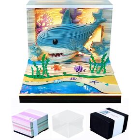 تقويم قطعة زمنية ثلاثية الأبعاد 2026 3D Tear Away Art Memo Pad تقويم مكتب المفكرة مع ضوء، تقويم فني ثلاثي الأبعاد هدية تزيين سطح المكتب لعيد الميلاد (الباندا اللطيفة) in Kuwait