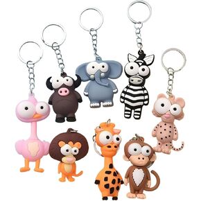 8 قطع من سلسلة مفاتيح الحيوانات الكرتونية اللطيفة، سحر حقيبة الحيوانات ذات العيون الكبيرة من السيليكون ثلاثية الأبعاد، حيوانات كرتونية مضحكة، هدايا حفلات البنات، هدية لعيد الفصح، عيد الميلاد، الحفلات، الذكرى السنوية in Kuwait