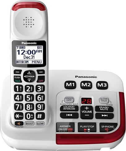 Panasonic KX-TGM420W Amplified Cordless Phone with Digital Answering Machine, 1 Handset, White (Renewed) in Kuwait