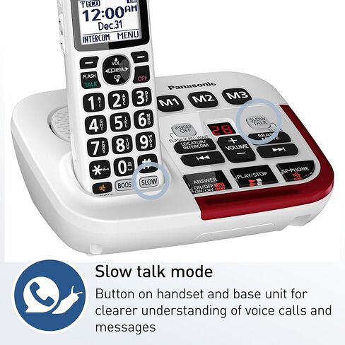 Panasonic KX-TGM420W Amplified Cordless Phone with Digital Answering Machine, 1 Handset, White (Renewed) in Kuwait