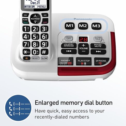 Panasonic KX-TGM420W Amplified Cordless Phone with Digital Answering Machine, 1 Handset, White (Renewed) in Kuwait