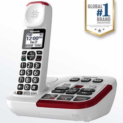 Panasonic KX-TGM420W Amplified Cordless Phone with Digital Answering Machine, 1 Handset, White (Renewed) in Kuwait