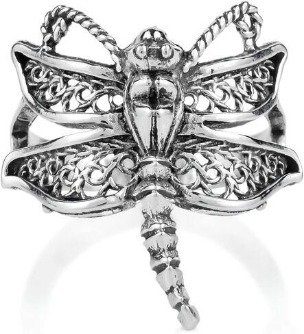 Filigranist Sterling Silver Filigree Peacock/Butterfly/Dragonfly Women Statement Ring in Saudi Arabia