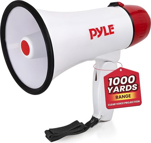 PYLE-PRO Portable Megaphone Speaker Siren Bullhorn - Compact and Battery Operated with 20 Watt Power, Microphone, 2 Modes, PA Sound and Foldable Handle for Cheerleading & Police Use-PMP23SL (Silver) in Saudi Arabia