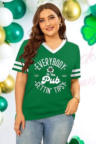 St Patricks Day Shirt Women Plus Size St. Patrick Day Tshirt Shamrock V Neck T Shirt Lucky Irish Tops in Kuwait