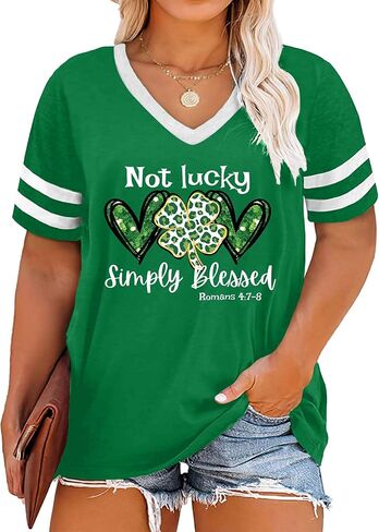 St Patricks Day Shirt Women Plus Size St. Patrick Day Tshirt Shamrock V Neck T Shirt Lucky Irish Tops in Kuwait