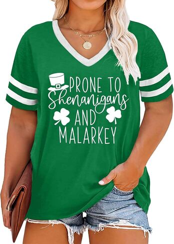 St Patricks Day Shirt Women Plus Size St. Patrick Day Tshirt Shamrock V Neck T Shirt Lucky Irish Tops in Kuwait