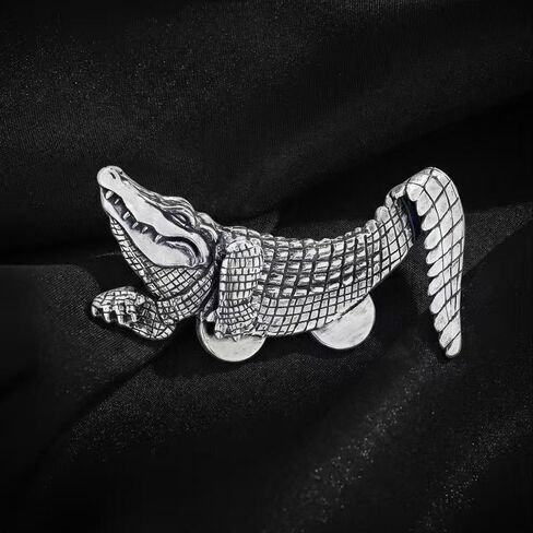 بروش جيب التمساح للرجال بدلة عتيقة جيب حيوان للجنسين دبابيس ملابس إكسسوارات لحفلات الزفاف وأعياد الميلاد in Kuwait