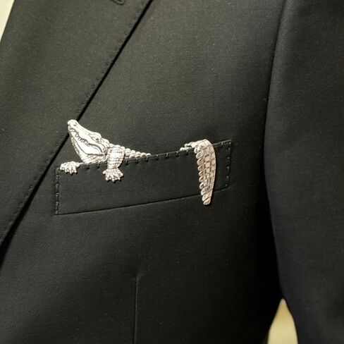 بروش جيب التمساح للرجال بدلة عتيقة جيب حيوان للجنسين دبابيس ملابس إكسسوارات لحفلات الزفاف وأعياد الميلاد in Kuwait