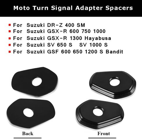 4Pcs Motorcycle Turn Signal Adapter Spacers Universal for Suzuki DR-Z 400 SM GSX-R 600 750 1000 1300 Hayabusa SV 650 S SV 1000 S-Black in Saudi Arabia