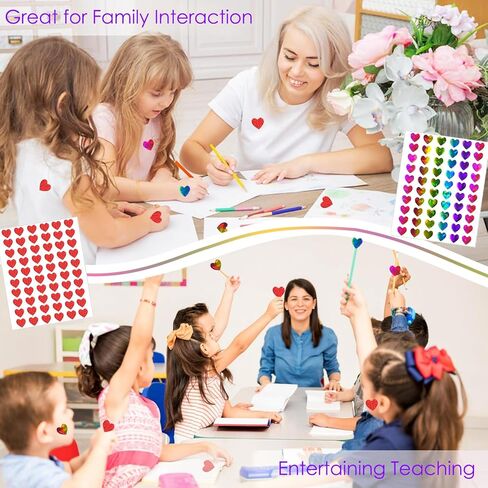 2400 قطعة من ملصقات القلب اللامعة الصغيرة مقاس 0.5 بوصة، ملصق قلوب ثلاثية الأبعاد صغيرة للأطفال مخطط مكافآت الفصل الدراسي، ملصقات حب حمراء قزحية صغيرة لتقويم مغلف عيد الحب in Kuwait