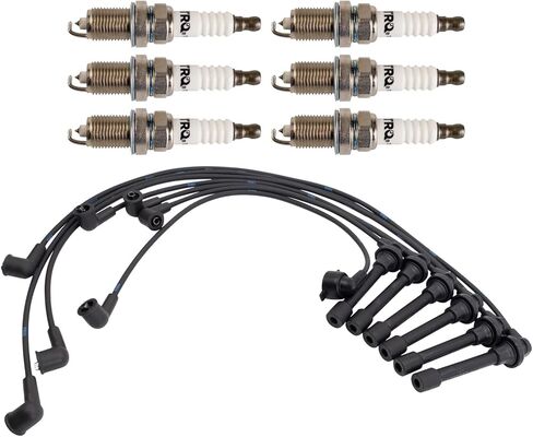 TRQ ملف الإشعال ومجموعة شمعات الإشعال إيريديوم 7 قطع متوافقة مع 1997-1999 Acura CL 1998-2001 Honda Accord فقط لـ 3.0L V6 in Saudi Arabia