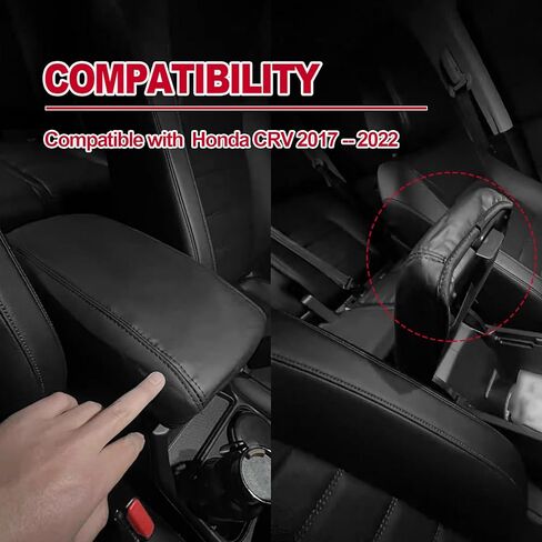 Black Center Console Cover Compatible with Honda CRV 2017 2018 2019 2020 2021 2022 Faux Leather Car Armrest Cover, Armrest Box Cover Saver, Interior Accessories in Saudi Arabia