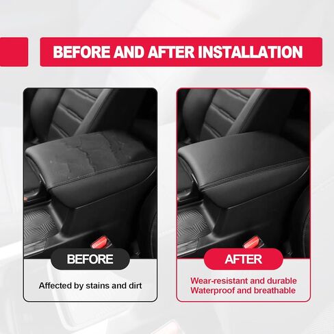 Black Center Console Cover Compatible with Honda CRV 2017 2018 2019 2020 2021 2022 Faux Leather Car Armrest Cover, Armrest Box Cover Saver, Interior Accessories in Saudi Arabia