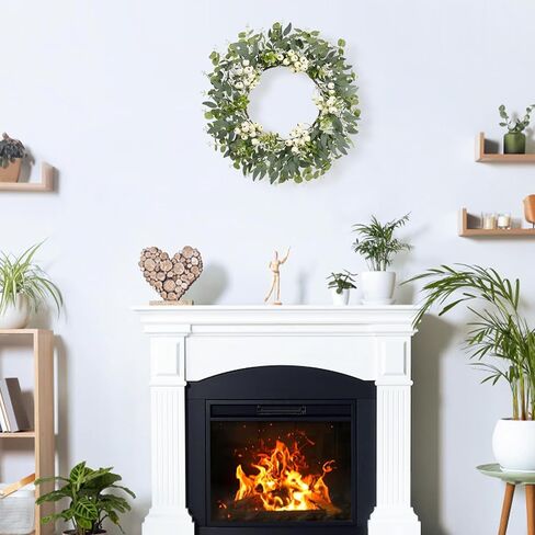 Super Holiday Eucalyptus Wreaths for Front Door, 18 Inch Artificial Green Spring Summer Front Door Wreaths Decor with Big Berries, for Home Farmhouse Porch Wall Outdoor Decorations. in Kuwait