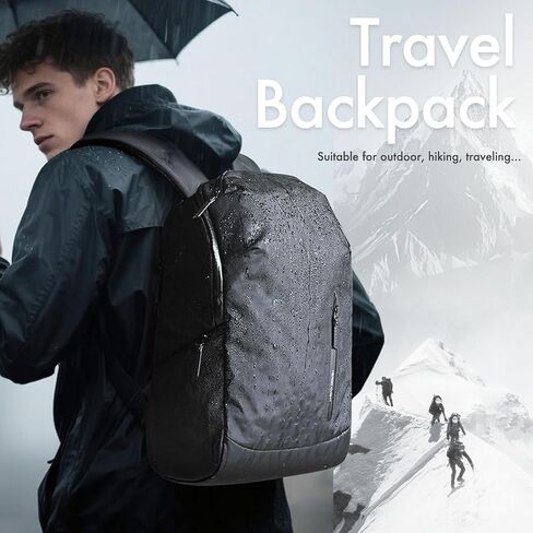 hk Waterproof Travel Backpack for Men – Lightweight 30L Laptop Backpack with 17.3" Compartment, Anti Theft Black Bag for Work, College, Hiking, Carry-On Use in Kuwait