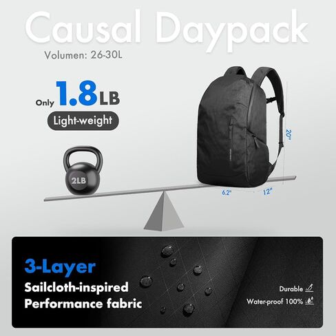 hk Waterproof Travel Backpack for Men – Lightweight 30L Laptop Backpack with 17.3" Compartment, Anti Theft Black Bag for Work, College, Hiking, Carry-On Use in Kuwait