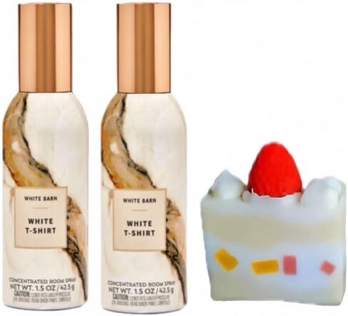 Bath and Body Works - 2 Concentrated Room Spray and Strawberry Soap Cake (White T-Shirt) 1.5 oz / 42.5 g each in Saudi Arabia
