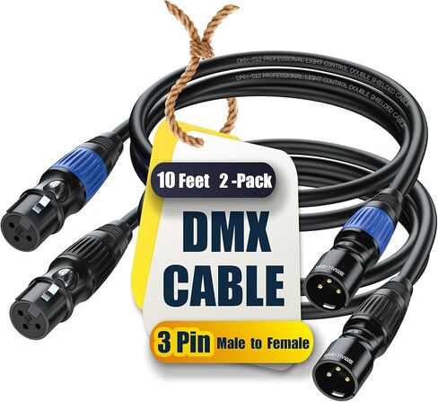 DMX Cables 3ft 2 Pack - 3 Pin DMX Lighting Cable for DMX 512 (Multi color coded) in Saudi Arabia