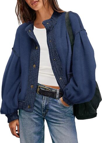 SENSERISE Womens Sweatshirt Cardigan Lightweight Fall Jackets Button Down Cardigans Casual Long Sleeve Coats with Pockets in Saudi Arabia