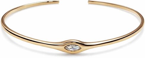 SWEET PEEPS 18K Gold Dipped CZ Bangle Bracelet for Women, Marquise Shaped Cubic Zirconia Open Bangle, Minimalist Gold Jewelry in Saudi Arabia
