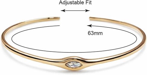 SWEET PEEPS 18K Gold Dipped CZ Bangle Bracelet for Women, Marquise Shaped Cubic Zirconia Open Bangle, Minimalist Gold Jewelry in Saudi Arabia