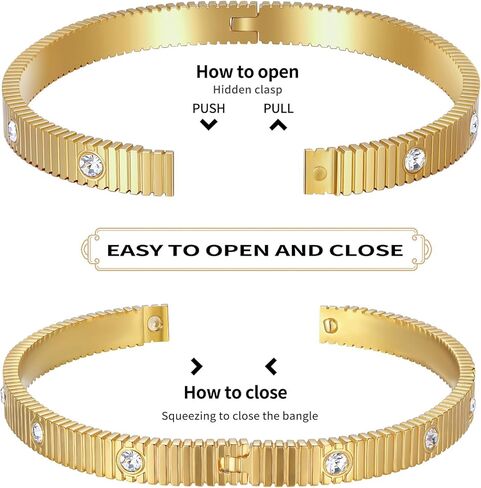 18K Gold Plated Love Bracelets for Women Stainless Steel Cuff Bangle Simple Durable Everyday Wear Jewelry in Saudi Arabia
