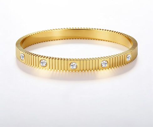 18K Gold Plated Love Bracelets for Women Stainless Steel Cuff Bangle Simple Durable Everyday Wear Jewelry in Saudi Arabia