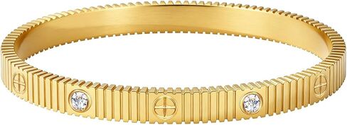 18K Gold Plated Love Bracelets for Women Stainless Steel Cuff Bangle Simple Durable Everyday Wear Jewelry in Saudi Arabia