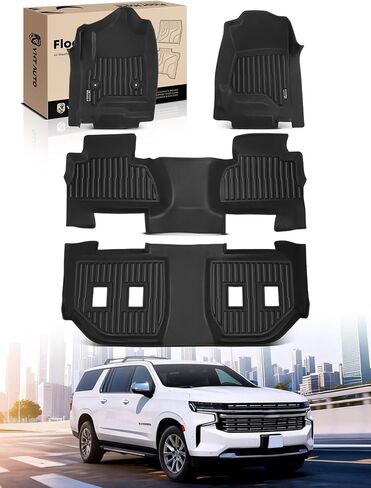 YHTAUTO Automotive Floor Mats Fit for Chevrolet Suburban & GMC Yukon XL 2015-2020 (7seats w/2nd Row Bucket Seats), TPE Floor Liners All-Weather Protection Custom Fit, 1st & 2nd Row & 3 Rows, Set of 4 in Saudi Arabia