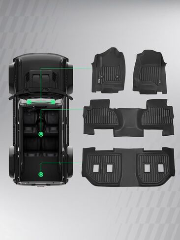 YHTAUTO Automotive Floor Mats Fit for Chevrolet Suburban & GMC Yukon XL 2015-2020 (7seats w/2nd Row Bucket Seats), TPE Floor Liners All-Weather Protection Custom Fit, 1st & 2nd Row & 3 Rows, Set of 4 in Saudi Arabia