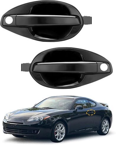 Gledewen Exterior Door Handles (Pair), Compatible with 2003-2008 Hyundai Tiburon, Outside Front Left Driver & Right Passenger Side Door Handle Set, Replace# 82650-2C000, 82660-2C000, Outer Door Part in Saudi Arabia