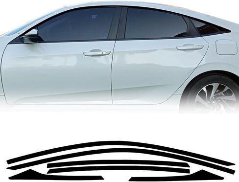طقم تراكب التعتيم من الكروم لنوافذ جانبية من الفينيل المقطوع مسبقًا متوافق مع Honda Civic 2016-2019 in Saudi Arabia
