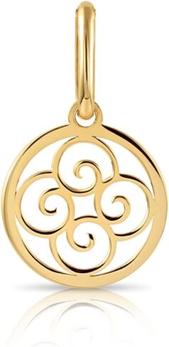 TILO JEWELRY قلادة من الذهب الأصفر الخالص عيار 14 قيراطًا حلزونية حلزونية بأربع أوراق in Saudi Arabia