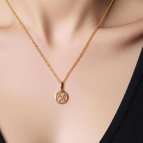 TILO JEWELRY قلادة من الذهب الأصفر الخالص عيار 14 قيراطًا حلزونية حلزونية بأربع أوراق in Saudi Arabia