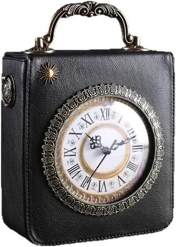 Real Working Clock Purse for Women, Steampunk Gothic Handbag with Top Handle, Vintage Faux Leather Crossbody Shoulder Bag, Unique Victorian Style Novelty Purse for Dark Academia Aesthetic in Saudi Arabia