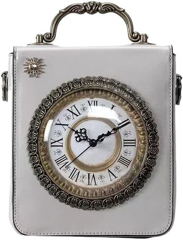 Real Working Clock Purse for Women, Steampunk Gothic Handbag with Top Handle, Vintage Faux Leather Crossbody Shoulder Bag, Unique Victorian Style Novelty Purse for Dark Academia Aesthetic in Saudi Arabia