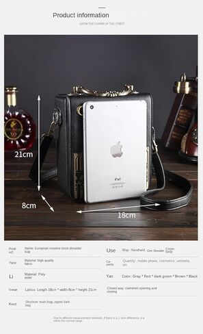 Real Working Clock Purse for Women, Steampunk Gothic Handbag with Top Handle, Vintage Faux Leather Crossbody Shoulder Bag, Unique Victorian Style Novelty Purse for Dark Academia Aesthetic in Saudi Arabia