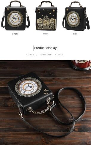 Real Working Clock Purse for Women, Steampunk Gothic Handbag with Top Handle, Vintage Faux Leather Crossbody Shoulder Bag, Unique Victorian Style Novelty Purse for Dark Academia Aesthetic in Saudi Arabia