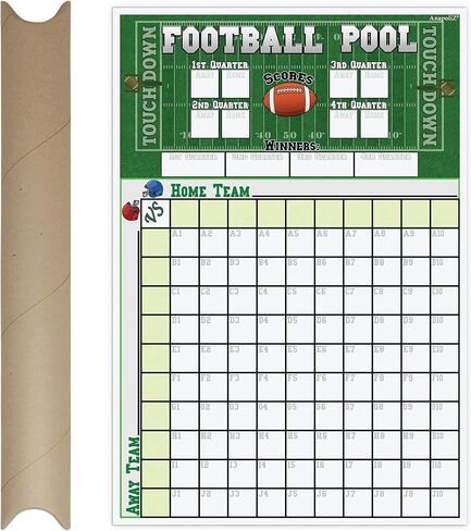 AnapoliZ Football Pool Poster | (13" inch x 19"inch) Football Squares Pool Board | Office Pool Football Poster | Big Game Party Decorations | Football, Super Game Bowl Party Pool Poster in Kuwait