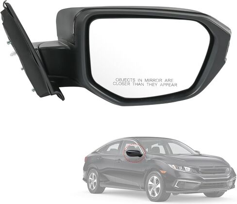 مرآة باب بديلة لجانب الركاب الأيمن لسيارة Honda Civic LX SE Sport 2016-2021، استبدل HO1321283 أسود 3 دبابيس in Saudi Arabia